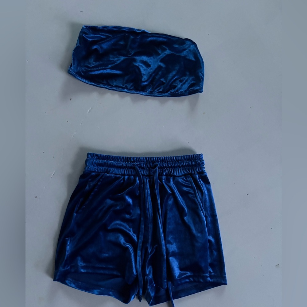 Blue Velvet Two-Piece Set